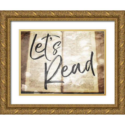 Lets Read Gold Ornate Wood Framed Art Print with Double Matting by Villa, Mlli