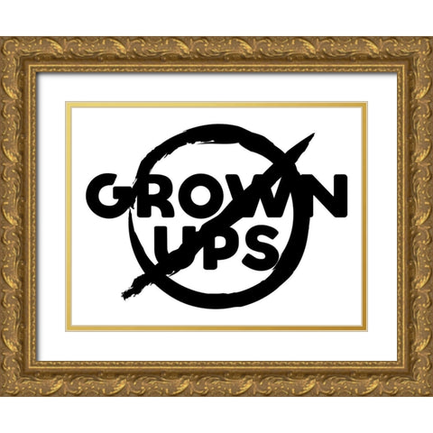 Grown Ups Gold Ornate Wood Framed Art Print with Double Matting by Villa, Mlli