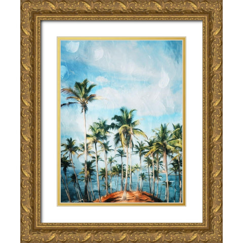 Beach Palm Out Gold Ornate Wood Framed Art Print with Double Matting by Villa, Mlli