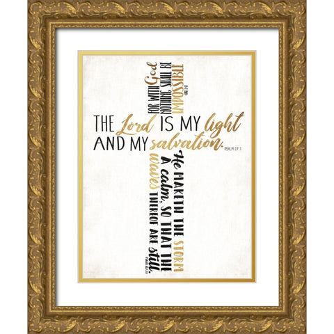 Three Quote Cross Gold Ornate Wood Framed Art Print with Double Matting by Villa, Mlli