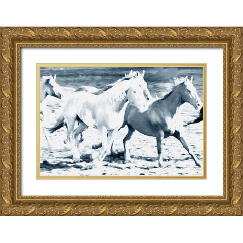 Running With The Crowd Gold Ornate Wood Framed Art Print with Double Matting by Villa, Mlli