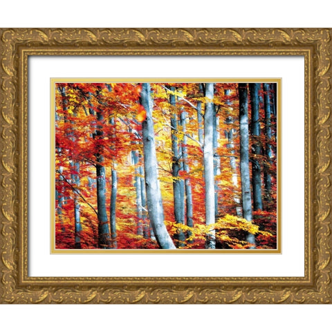 Fall Is Here Gold Ornate Wood Framed Art Print with Double Matting by Villa, Mlli