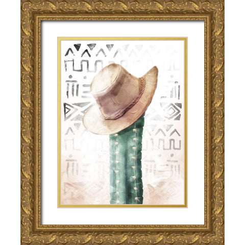 Tribe Cactus Gold Ornate Wood Framed Art Print with Double Matting by Villa, Mlli