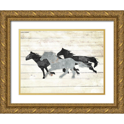 3 Icon Horse Gold Ornate Wood Framed Art Print with Double Matting by Villa, Mlli