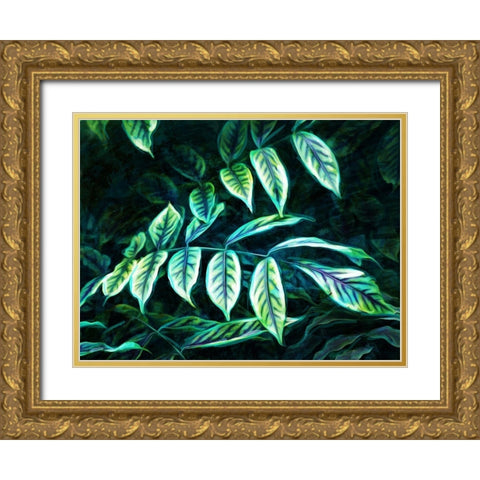 Electric Leaves Gold Ornate Wood Framed Art Print with Double Matting by Villa, Mlli