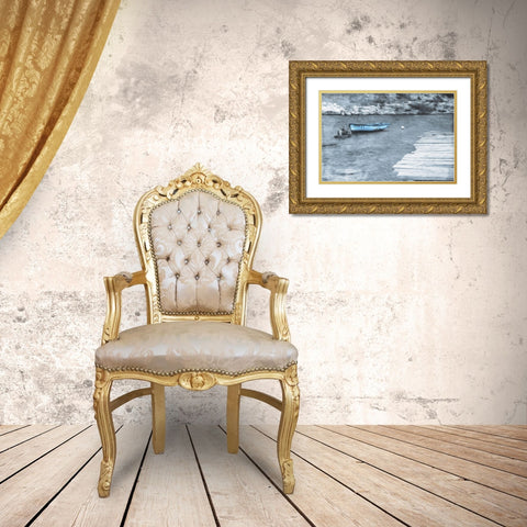 Blue Rest At Sea Gold Ornate Wood Framed Art Print with Double Matting by Villa, Mlli