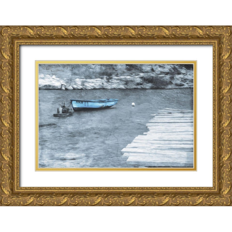 Blue Rest At Sea Gold Ornate Wood Framed Art Print with Double Matting by Villa, Mlli