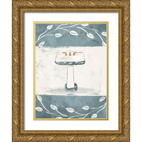 Floral Sink Gold Ornate Wood Framed Art Print with Double Matting by Villa, Mlli