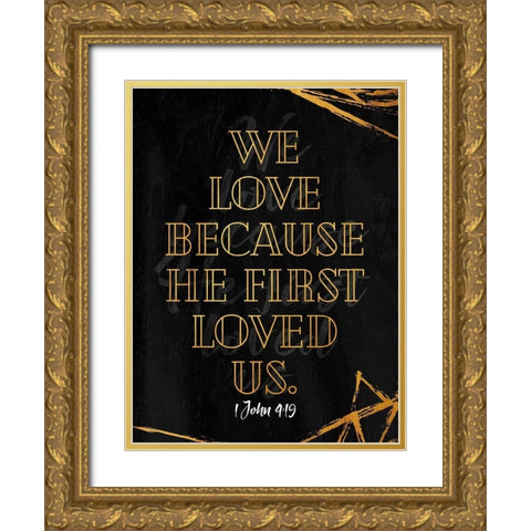 He First Loved Gold Ornate Wood Framed Art Print with Double Matting by Villa, Mlli