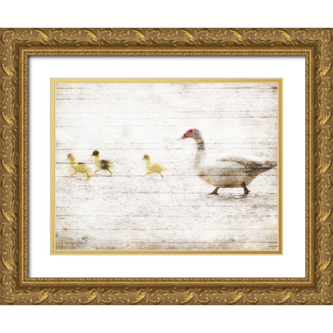 Duck Duck Duck Gold Ornate Wood Framed Art Print with Double Matting by Villa, Mlli