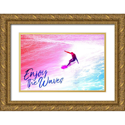 Enjoy the Waves Gold Ornate Wood Framed Art Print with Double Matting by Villa, Mlli