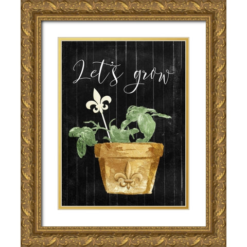 Lets Grow Gold Ornate Wood Framed Art Print with Double Matting by Villa, Mlli