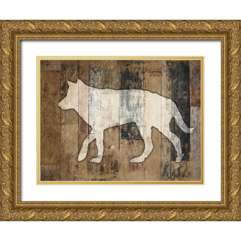 Look At Me Wolf Gold Ornate Wood Framed Art Print with Double Matting by Villa, Mlli