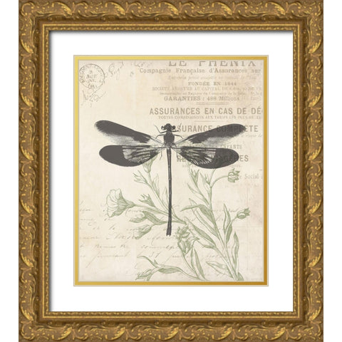 Lightened Vintage Insects Gold Ornate Wood Framed Art Print with Double Matting by Villa, Mlli