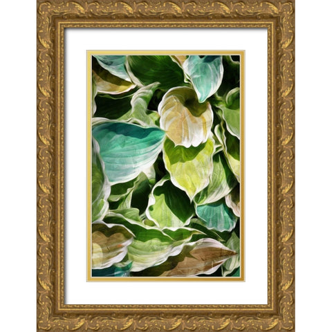 MultiColor Leaves Gold Ornate Wood Framed Art Print with Double Matting by Villa, Milli
