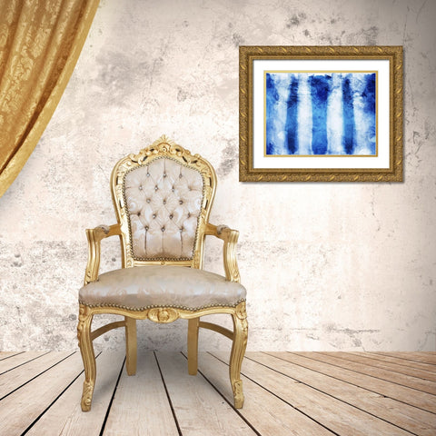 Blue Stripes Gold Ornate Wood Framed Art Print with Double Matting by Villa, Mlli