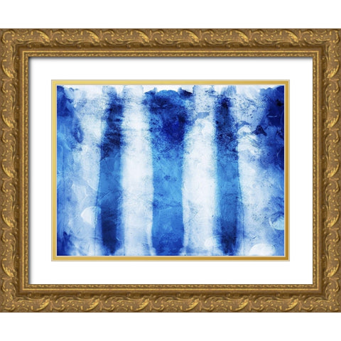 Blue Stripes Gold Ornate Wood Framed Art Print with Double Matting by Villa, Mlli