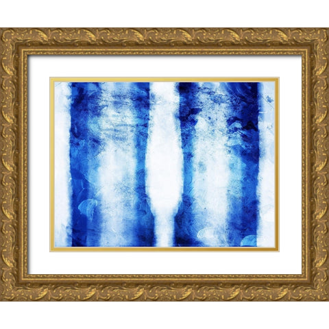 Blue Stripes Mate Gold Ornate Wood Framed Art Print with Double Matting by Villa, Mlli