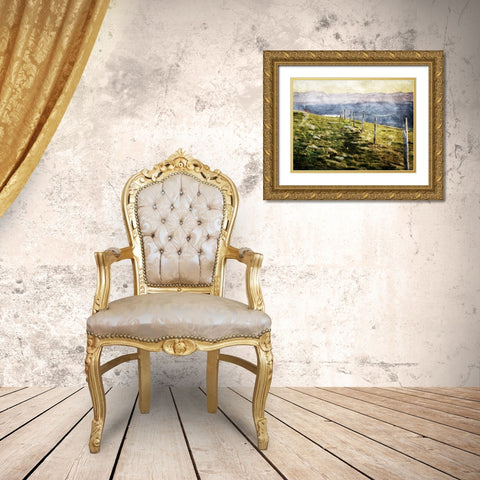 Walk On The Hill Gold Ornate Wood Framed Art Print with Double Matting by Villa, Mlli