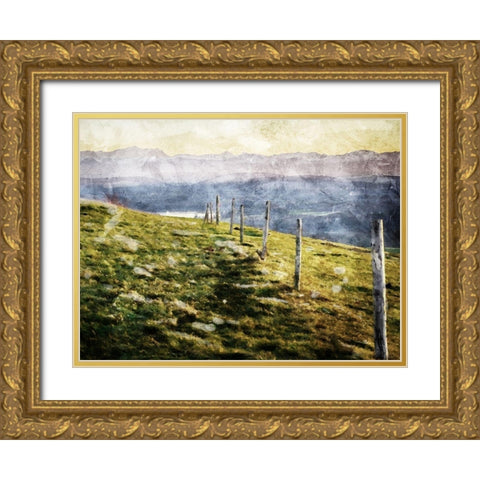 Walk On The Hill Gold Ornate Wood Framed Art Print with Double Matting by Villa, Mlli