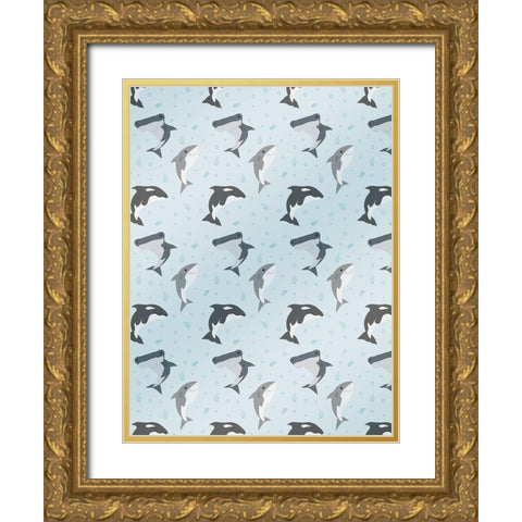 Happy Fish Gold Ornate Wood Framed Art Print with Double Matting by Villa, Mlli