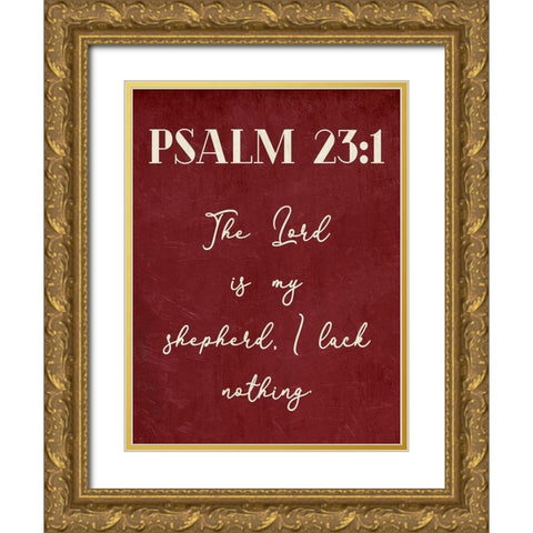 Psalm 23:1 Gold Ornate Wood Framed Art Print with Double Matting by Villa, Mlli