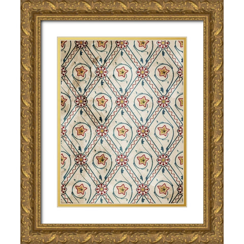 Deco Flowers Gold Ornate Wood Framed Art Print with Double Matting by Villa, Mlli
