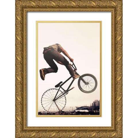 Ferris Bike Gold Ornate Wood Framed Art Print with Double Matting by Villa, Mlli