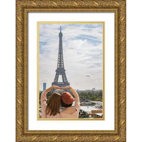 Holding Up Gold Ornate Wood Framed Art Print with Double Matting by Villa, Mlli