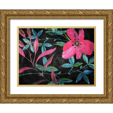 Tropical Flower Mix Gold Ornate Wood Framed Art Print with Double Matting by Villa, Mlli