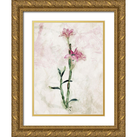 Water Flower Mate Gold Ornate Wood Framed Art Print with Double Matting by Villa, Mlli