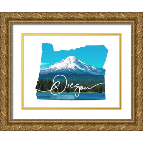 Oregon Mountain Gold Ornate Wood Framed Art Print with Double Matting by Villa, Mlli