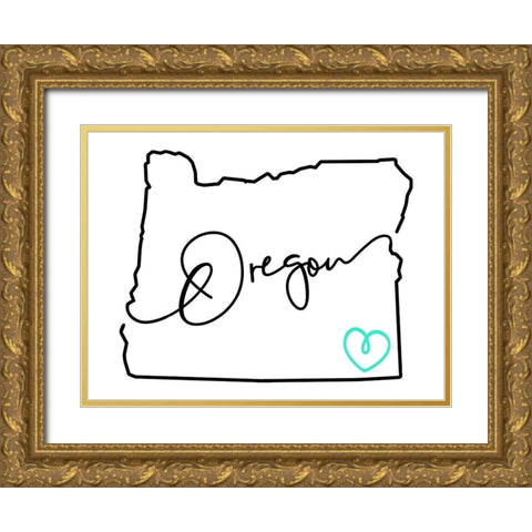 Oregon Love Gold Ornate Wood Framed Art Print with Double Matting by Villa, Mlli