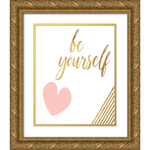 Be Yourself Heart Gold Ornate Wood Framed Art Print with Double Matting by Villa, Mlli