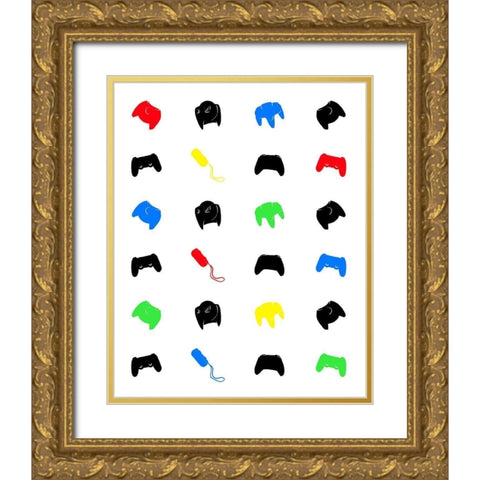 Gamer Pattern Colors Gold Ornate Wood Framed Art Print with Double Matting by Villa, Mlli