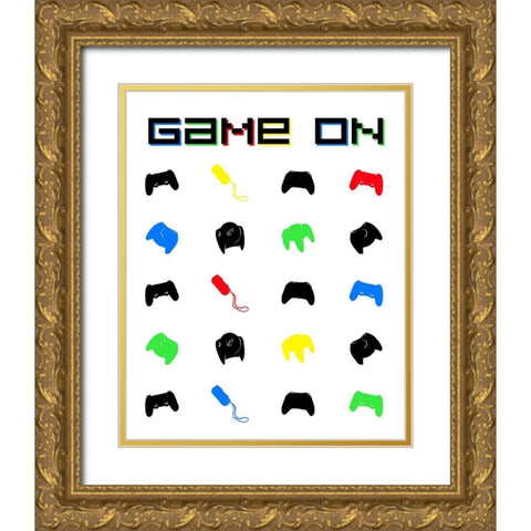 Gamer On Primary Gold Ornate Wood Framed Art Print with Double Matting by Villa, Mlli