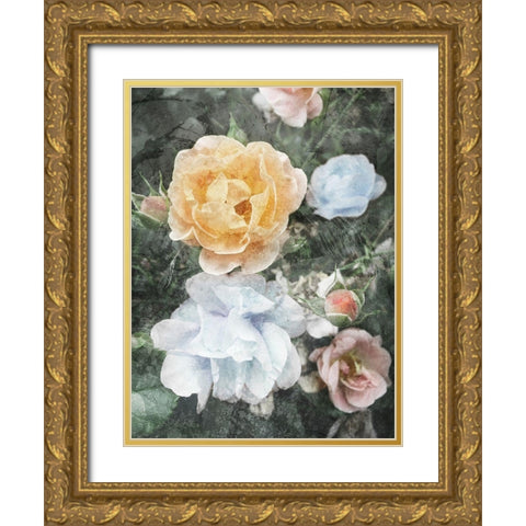 Rested Florals Gold Ornate Wood Framed Art Print with Double Matting by Villa, Mlli
