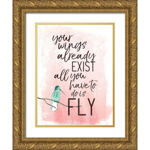 Fly Gold Ornate Wood Framed Art Print with Double Matting by Villa, Mlli