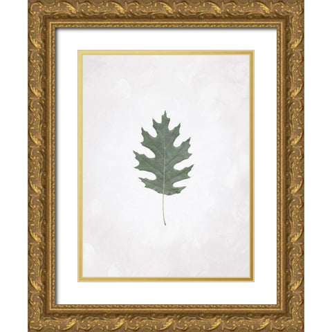 Washed Simple Leaf Gold Ornate Wood Framed Art Print with Double Matting by Villa, Mlli