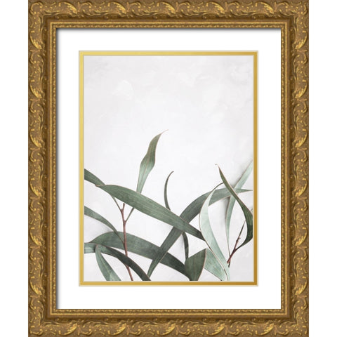 Washed Simple Leaves Gold Ornate Wood Framed Art Print with Double Matting by Villa, Mlli