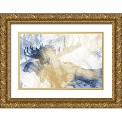Moose Smoke Mate Gold Ornate Wood Framed Art Print with Double Matting by Villa, Milli