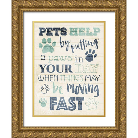 Pets Help Gold Ornate Wood Framed Art Print with Double Matting by Villa, Mlli