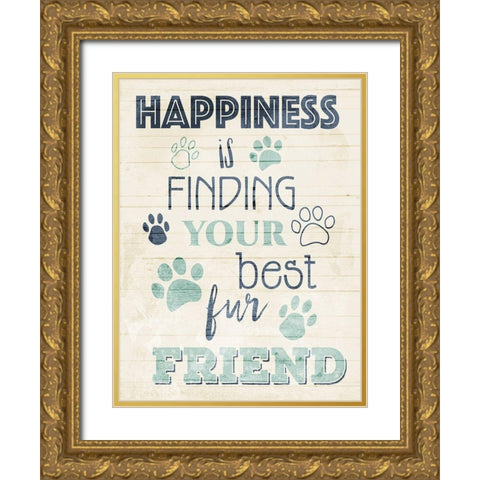 Pet Happiness Gold Ornate Wood Framed Art Print with Double Matting by Villa, Mlli