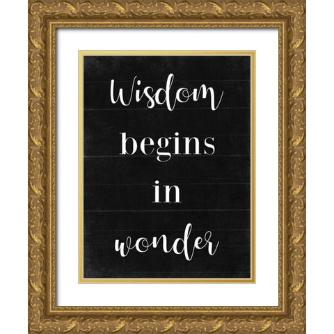 Wisdom B/W Gold Ornate Wood Framed Art Print with Double Matting by Villa, Mlli