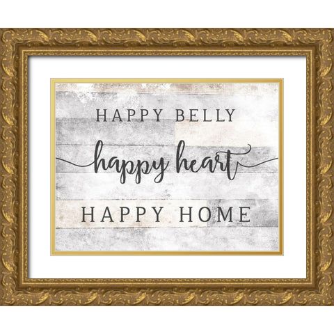 Happy Heart Gold Ornate Wood Framed Art Print with Double Matting by Villa, Mlli
