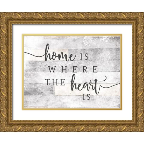Home Heart Gold Ornate Wood Framed Art Print with Double Matting by Villa, Mlli