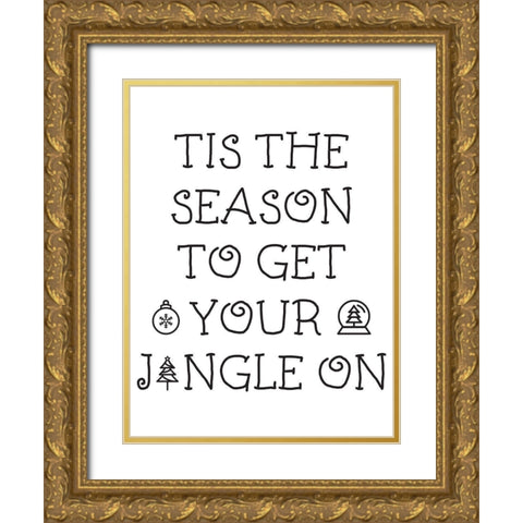 Jingle On Gold Ornate Wood Framed Art Print with Double Matting by Villa, Milli