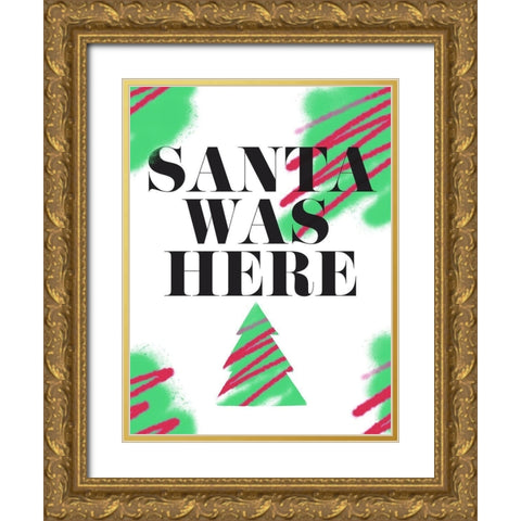 Santa Was Here Gold Ornate Wood Framed Art Print with Double Matting by Villa, Milli