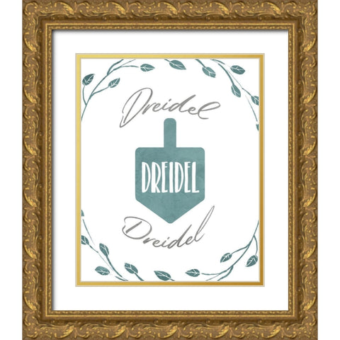 Dreidel Gold Ornate Wood Framed Art Print with Double Matting by Villa, Milli