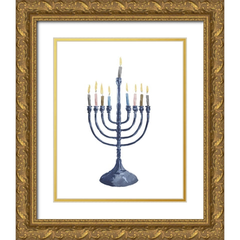 Menorah Gold Ornate Wood Framed Art Print with Double Matting by Villa, Milli